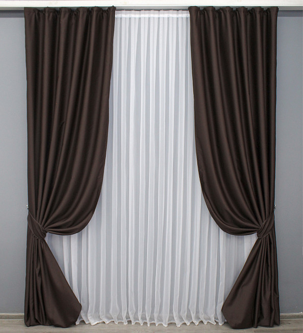 Комплект готовых штор VR-Textil Блэкаут Midnight № 1678ш Венге 100х290 см 2 шт (31-957) Киев - изображение 2