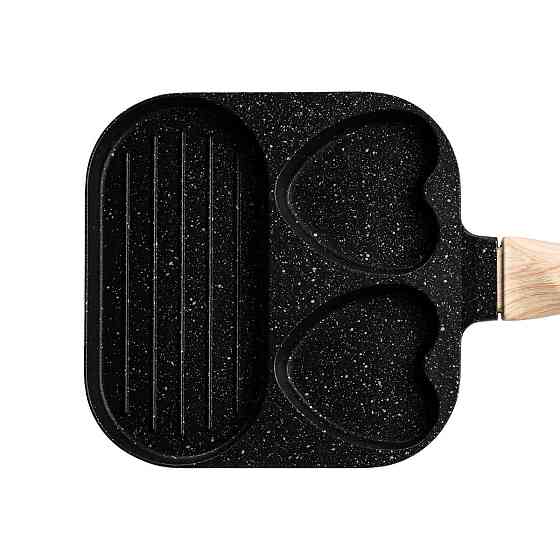 Сковорода квадратна порційна на 3 секції з антипригарним покриттям для всіх плит чорна HP39569B Київ