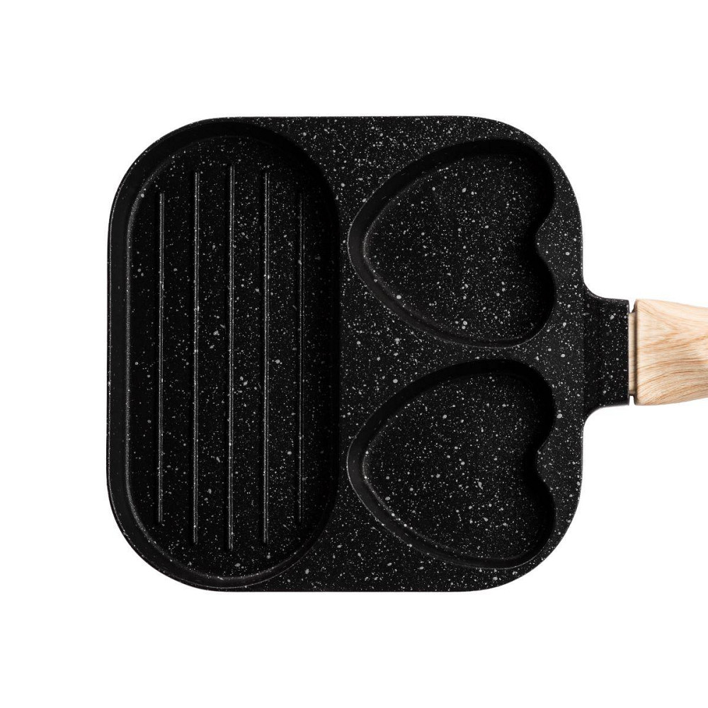 Сковорода квадратна порційна на 3 секції з антипригарним покриттям для всіх плит чорна HP39569B Київ - фото 5