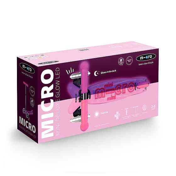 Самокат Micro серії Mini Deluxe Glow LED – Морозний рожевий Дніпро