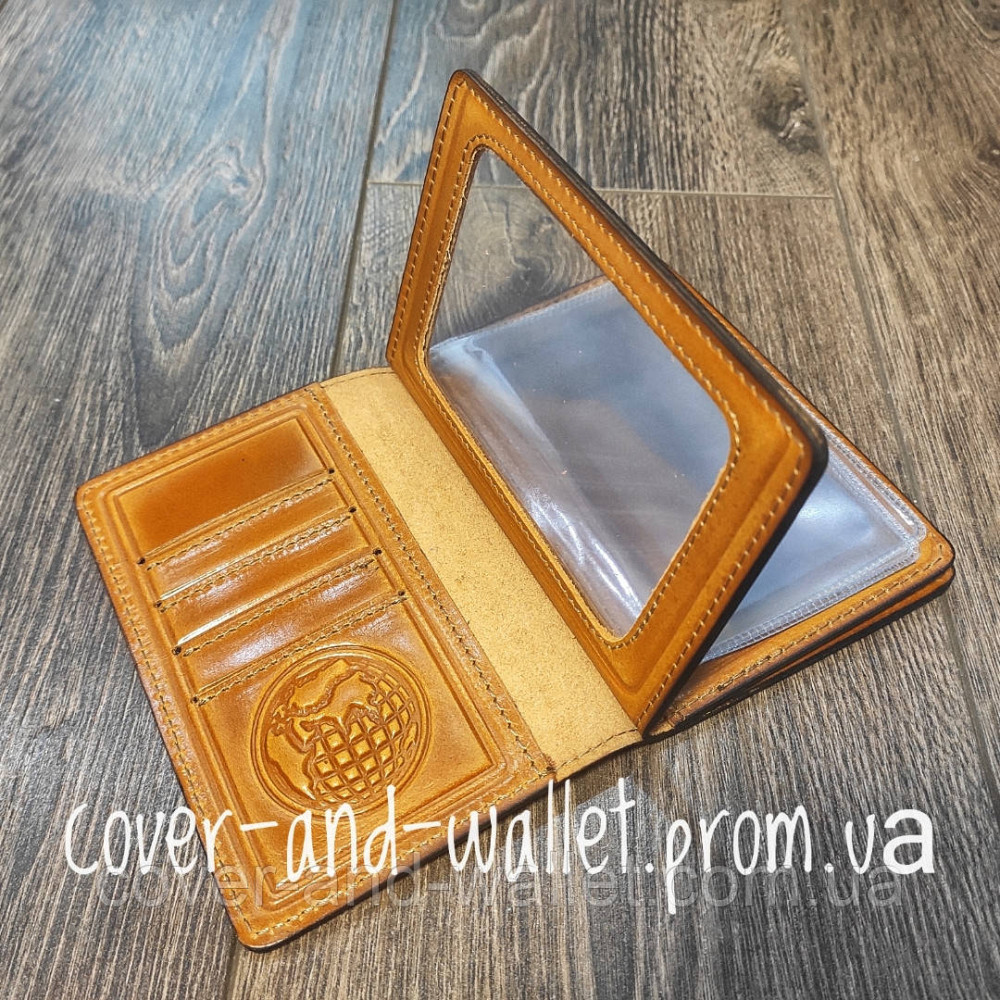 Солідна обкладинка на документи водія з натуральної шкіри жовтого кольору ST Leather Київ - фото 3