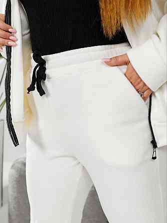 Жіночий теплий костюм-двійка: кофта та штани батал двосторонній фліс Полар Молочний, 58/60 Одеса