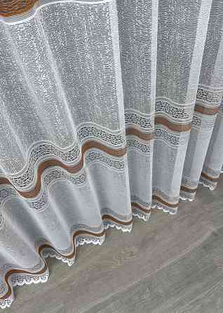 Тюль жакард, колекція "Bari" колір білий з коричневим 1550т Київ