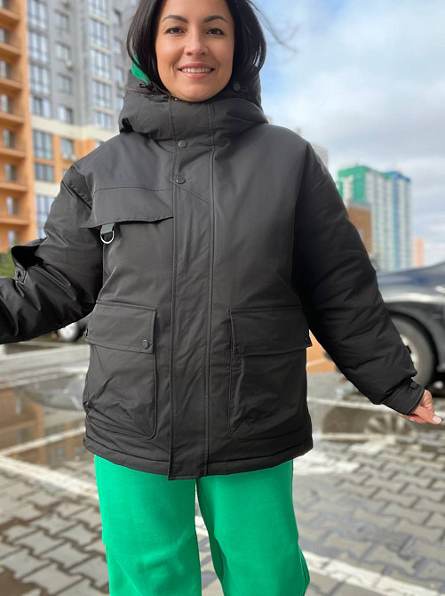 Куртка жіноча Snow Passion 6617 парка з капюшоном та кишенями оверсайз чорна, чорний, 42 Одеса - фото 2