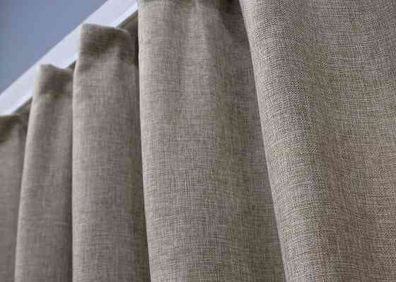 Комплект коротких штор VR-Textil Льон Мішковина № 113ш 130х170 см 2 шт Світло-кавовий (35-0116) Київ