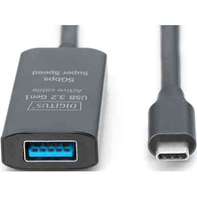 Дата кабель USB-С Male to USB-A Female 10.0m USB3.2 Gen1 Active 5G Digitus (DA-73111) Вінниця