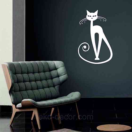 Декоративное настенное Панно «Кот» Декор на стену 90*57 см, Белый Киев