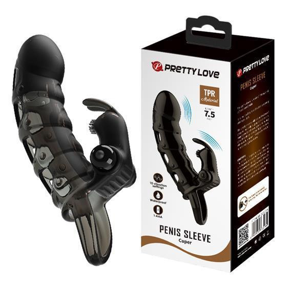 Насадка на член - Pretty Love Cuper Vibrating Penis Sleeve Black Sex Aura Київ - фото 1
