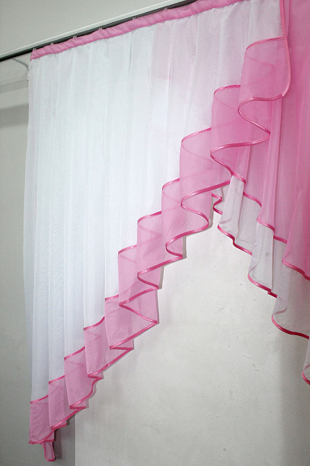 Кухонна занавіска VR-Textil № 023к рожевий з білим 150х150 см (50-523) Киев - изображение 3