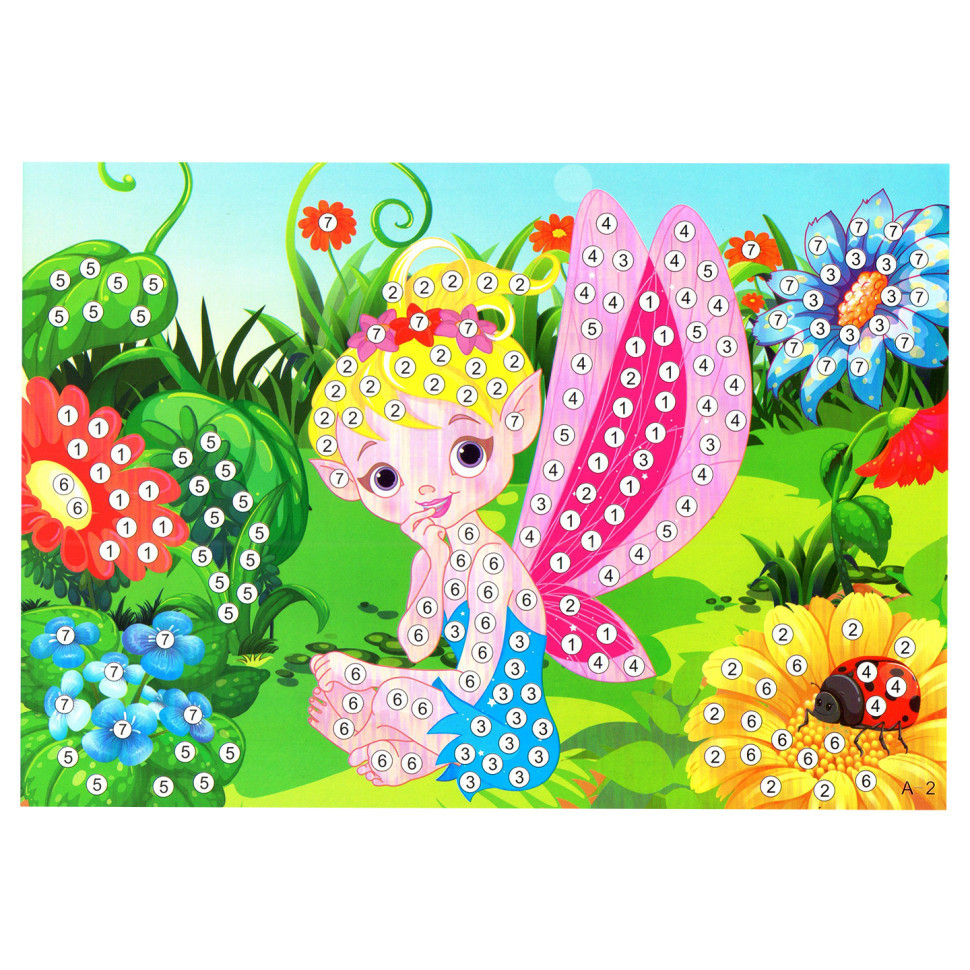 Дитяча мозаїка за номерами "Фея" 13-127-5 різнокольорові камінчики Вінниця - фото 1