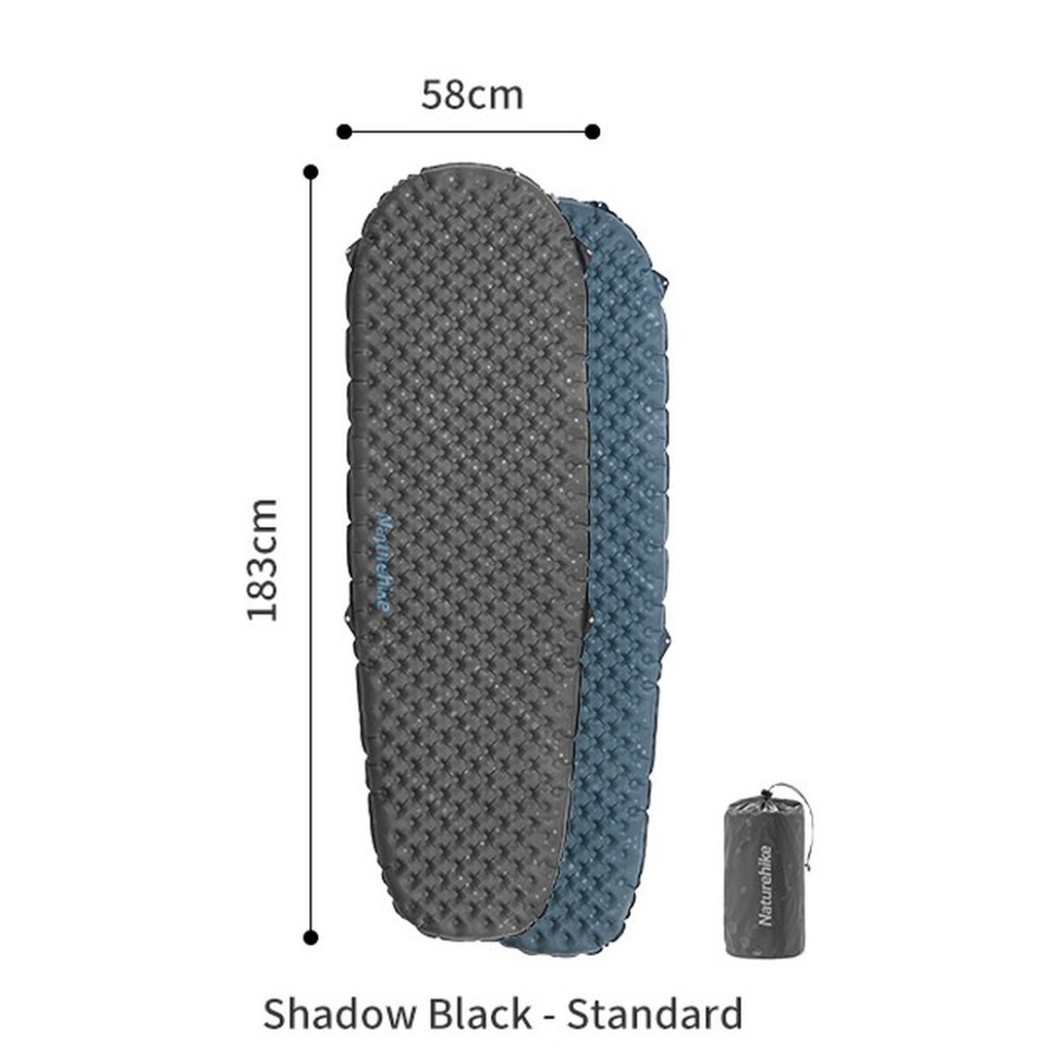 Матрац туристичний надувний одномісний Naturehike CNH22DZ018, надлегкий, 183х58х7 см, сірий, для туризму із мішком для надування Киев - изображение 2
