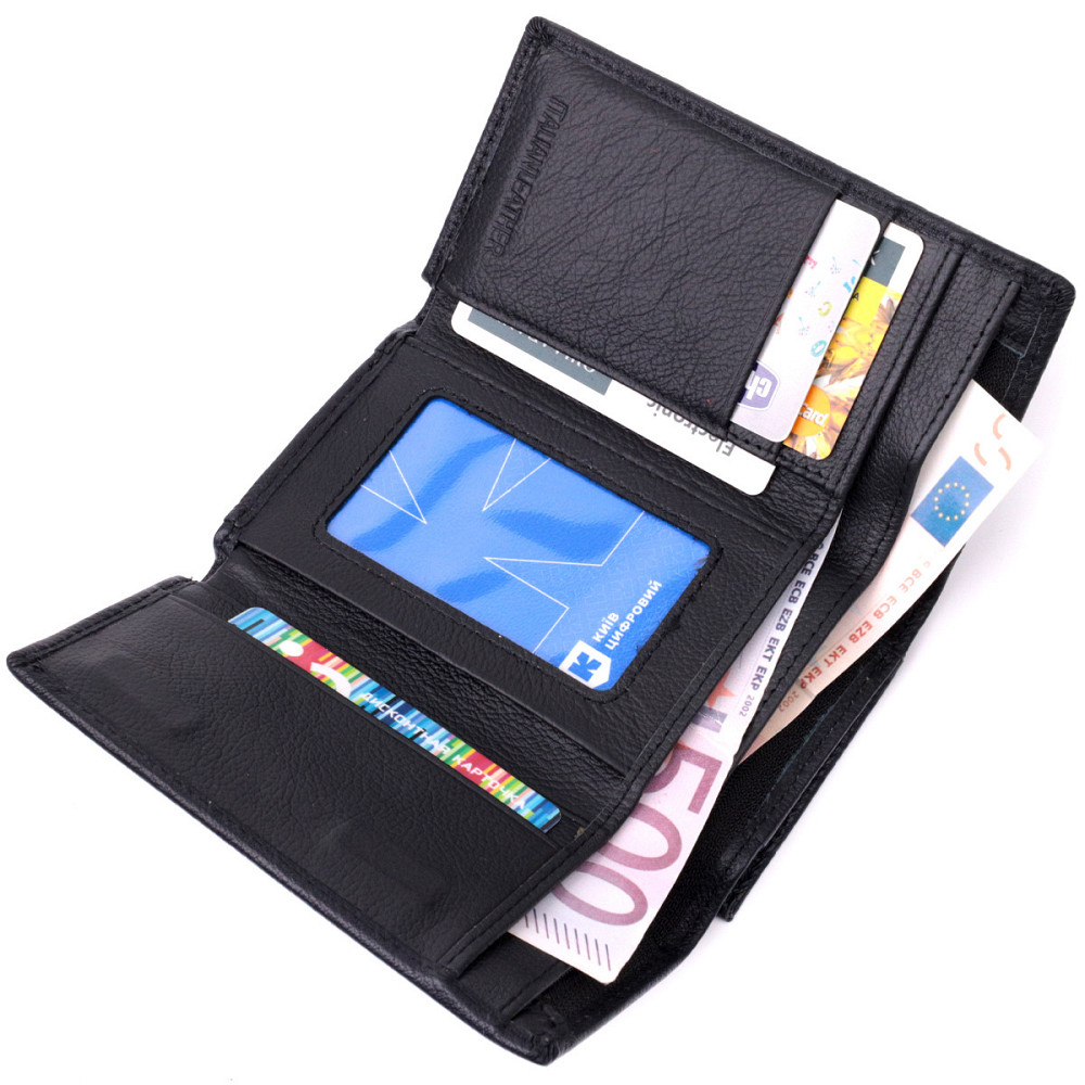 Удобный женский кошелек в три сложения из натуральной кожи ST Leather 19468 Черный Киев - изображение 6