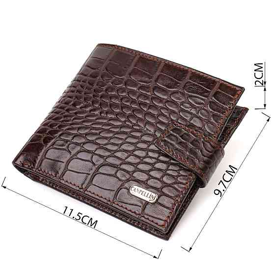 Модный мужской кошелек из натуральной кожи тиснением под крокодила CANPELLINI 21878 Коричневый Киев