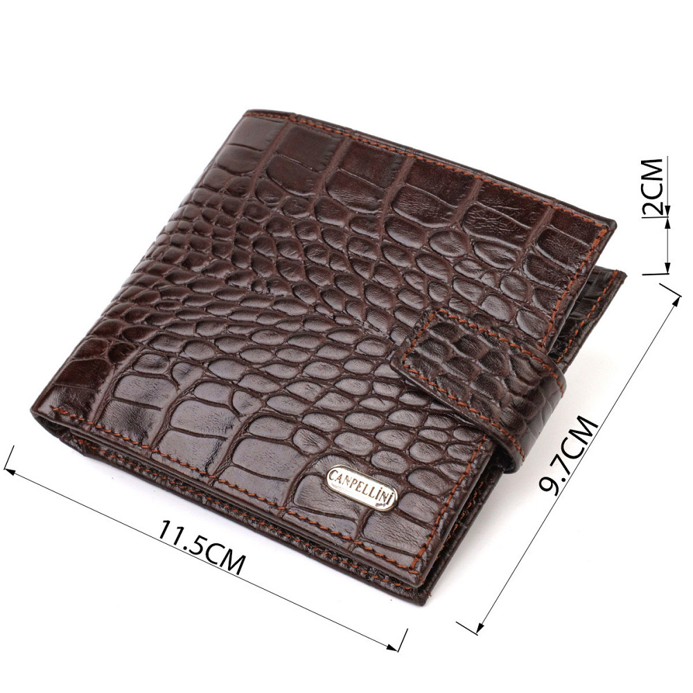 Модный мужской кошелек из натуральной кожи тиснением под крокодила CANPELLINI 21878 Коричневый Киев - изображение 3