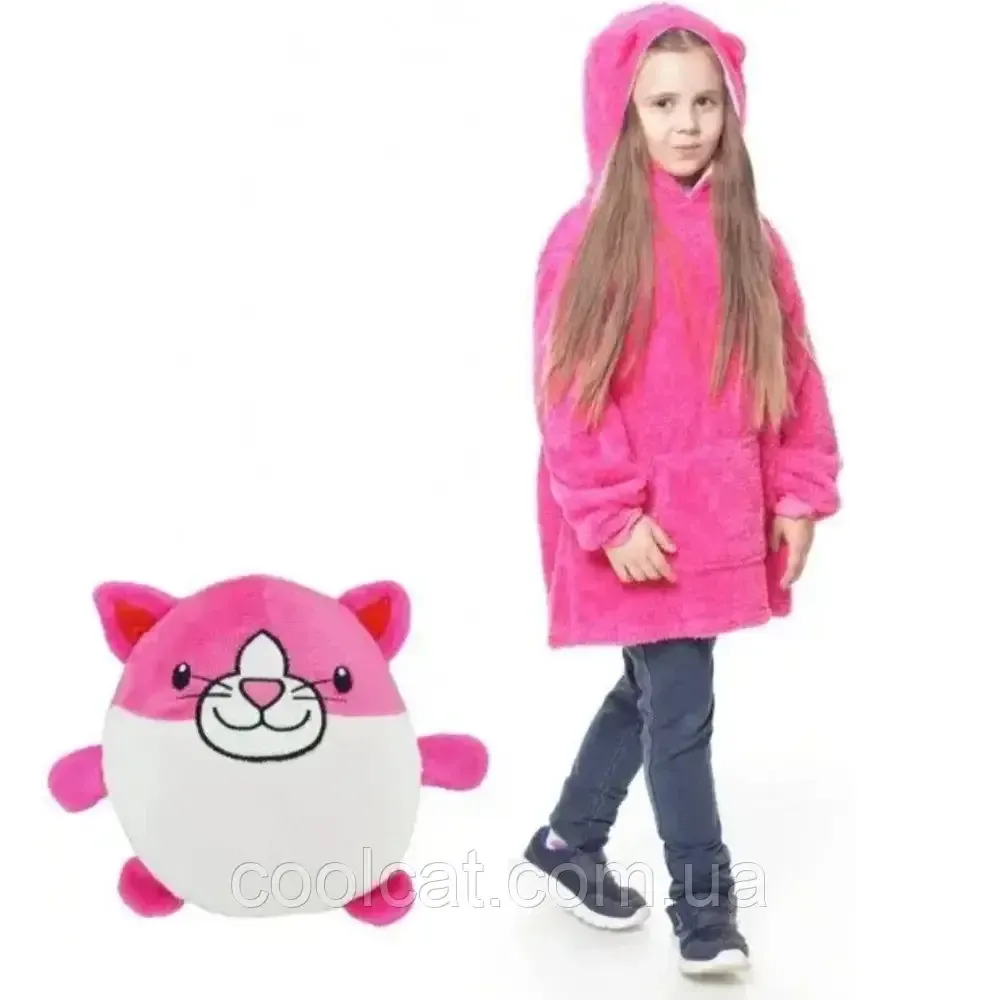 Дитяча толстовка плед 3в1 з капюшоном та рукавами Huggle Pe,Hoodie,Рожевий SBR Київ - фото 3
