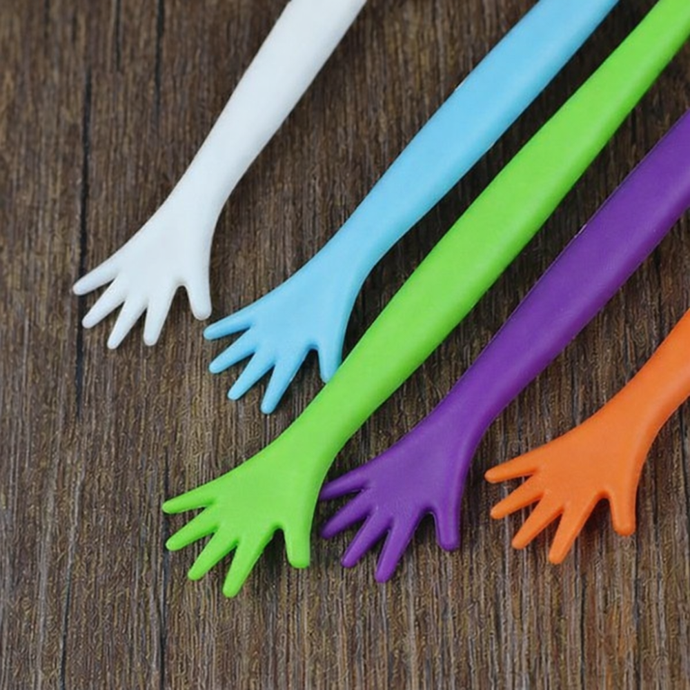 Мішалки для напоїв пластикові коктейльні мішалки для кави та коктейлів у формі руки 5 штук різнобарвний Київ - фото 13