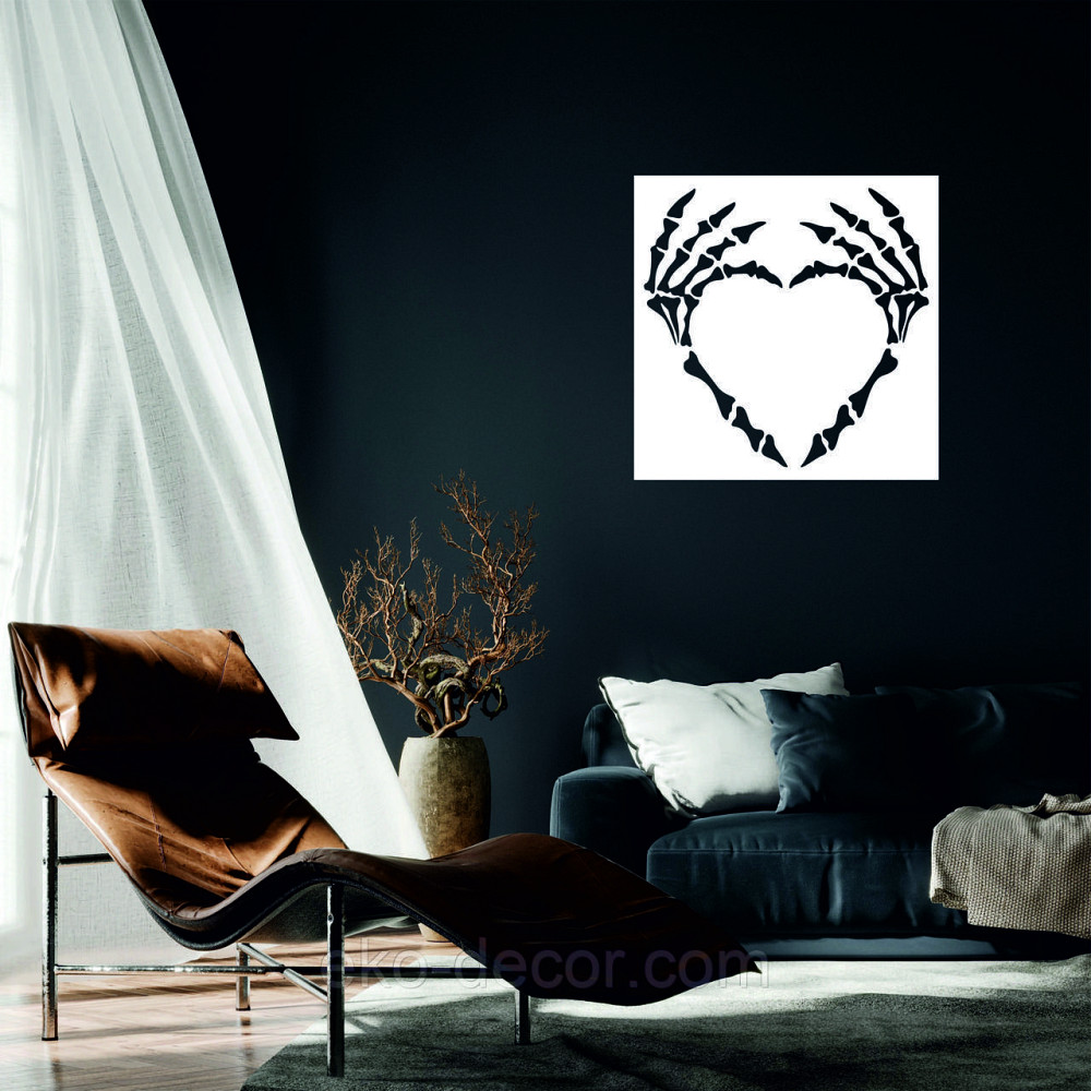 Декоративное настенное 3D Панно «Скелет», Декор на стену с объемом 90*90 см, Белый Киев - изображение 1