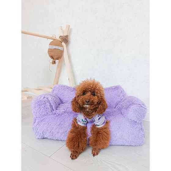 Хутряний диван лежак для собак і кішок спальне місце для тварин знімни Incor бузковий 10079 Київ