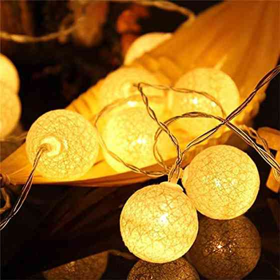 Гірлянда Ciskotu з бавовняними кульками 3.8 м, 20 LED кульок, Тайська гірлянда, біле світло, IP44, для декору Київ