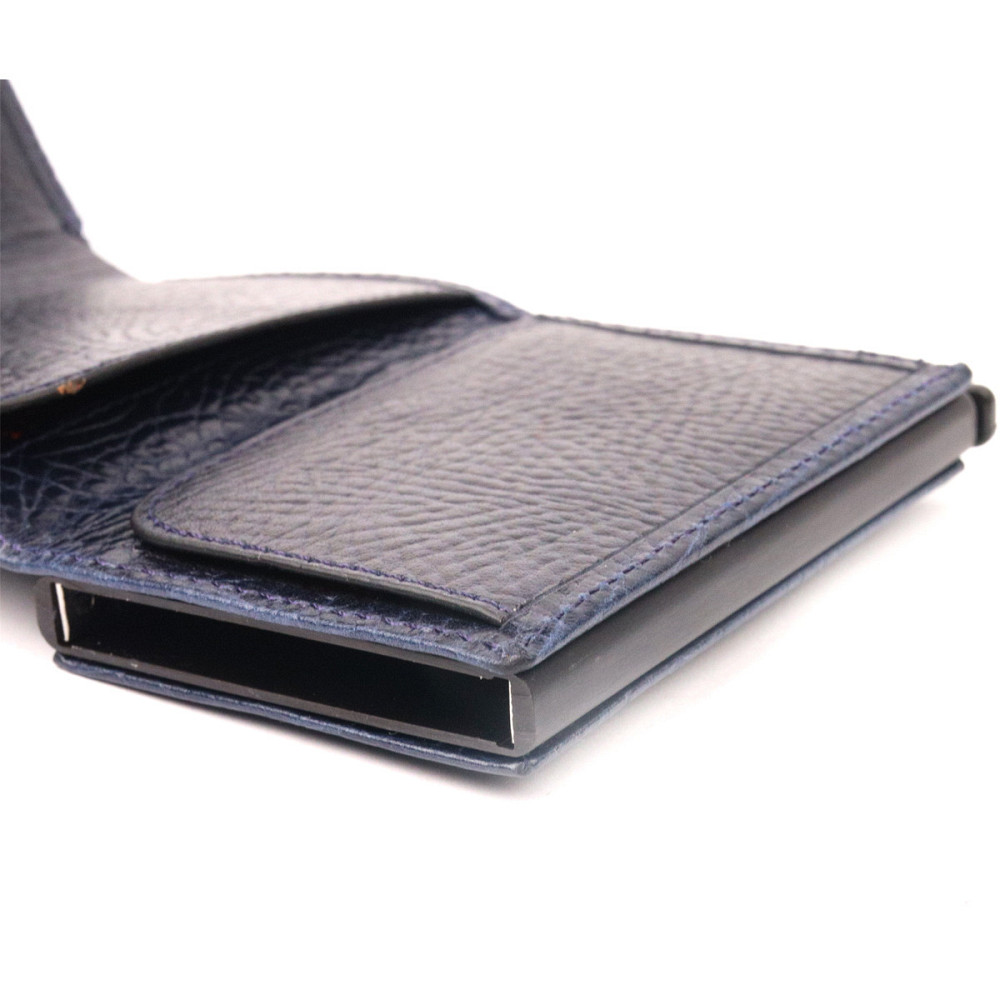 Визитница из натуральной крупнозернистой кожи KARYA 20980 Синий Киев - изображение 5