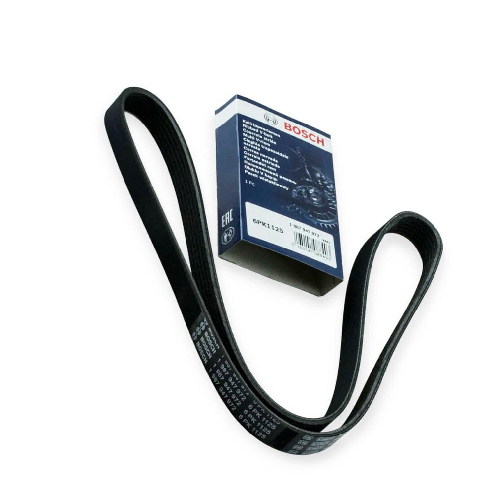 Ремень генератора 2110, 2111, 2112, 2170, 2171, 2172 (16 кл) с ГУР и кондиционером, ручейковый (6PK1125) BOSCH Мукачево - изображение 1