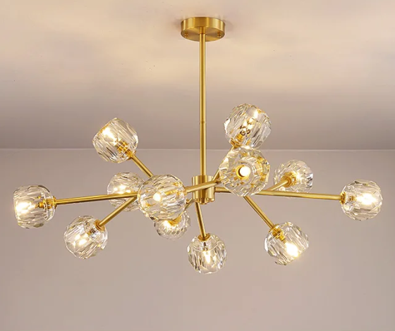 Светодиодная люстра Изумруд 8609 (Золотистая) на 12 плафонов Киев