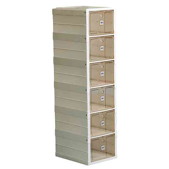 Шафа для взуття портативна пластикова 33 х 26х 100 см на 6полиць Біла HPS658 Коломыя