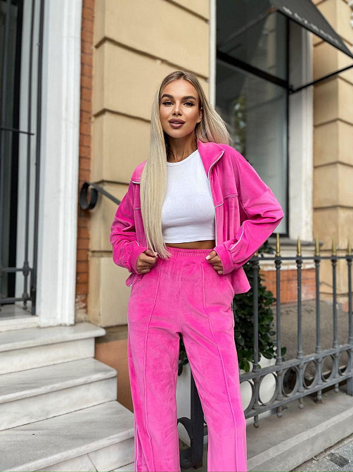 Женский стильный повседневный велюровый костюм двойка Барби Одесса - изображение 4