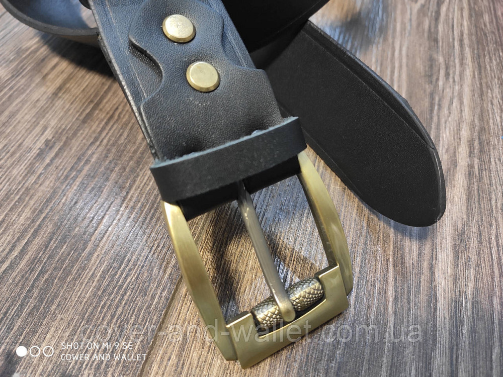 Чорний шкіряний чоловічий ремінь під джинси Shvigel Київ - фото 3