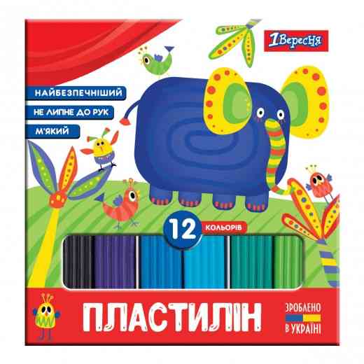 Пластилін 12 кол. 240 г "1 Вересня" Zoo Land, 540586, шт Київ