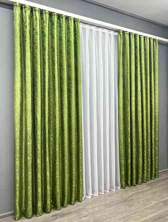 Комплект готовых штор VR-Textil Жаккард Мрамор Al1 № 1907ш Оливковый 150х290 см 2 шт (33-0958) Киев