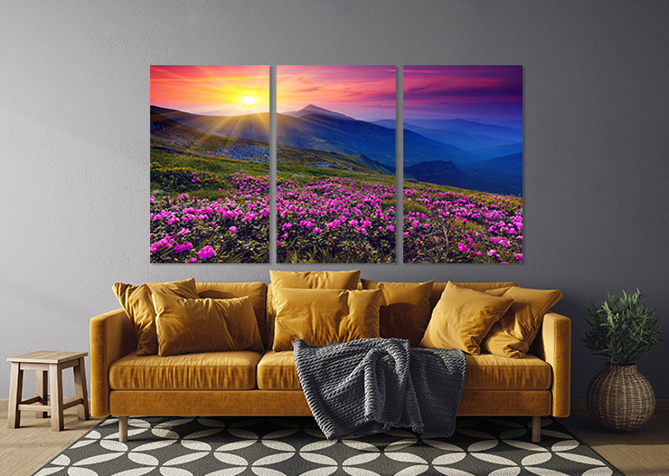 Модульная картина в гостиную / спальню  Гірський захід сонця      ART-288_3A 70х130 см Київ - фото 3