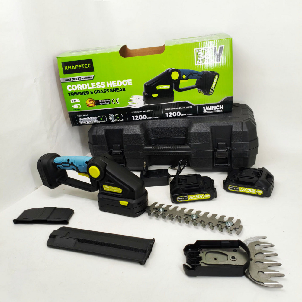 Аккумуляторные ножницы кусторез Krafftec 2 в 1 два аккумулятора зарядное пластиковый кейс WZ-24 Львов - изображение 4