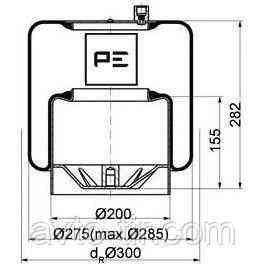 Пневмоподушка (с мет стаканом) MB Actros воздух 4390NP21 Луцк