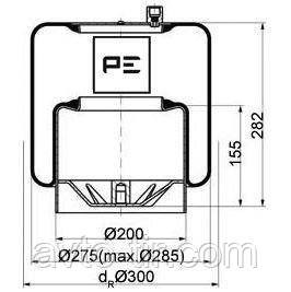 Пневмоподушка (с мет стаканом) MB Actros воздух 4390NP21 Луцк - изображение 1