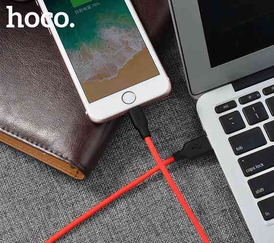 Кабель HOCO X21 USB - iPhone, 1м, силіконовий, чорний/червоний Київ