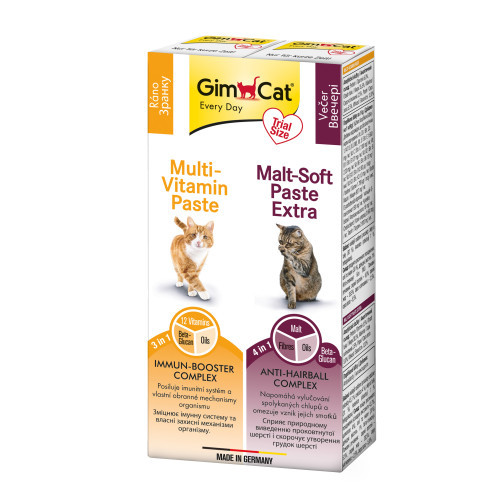 Набір паст GimCat KOMBI-PACK Multi-Vitamin + Malt-Soft Extra для котів для імунітету та виведення грудок шерсті 2х20г Київ - фото 1