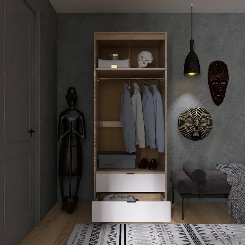 Шафа для одягу з висувними шухлядами Еверест Сіті-800 80,2х50х204,6 см Дуб сонома/Білий (DTM-071143) Львів - фото 3