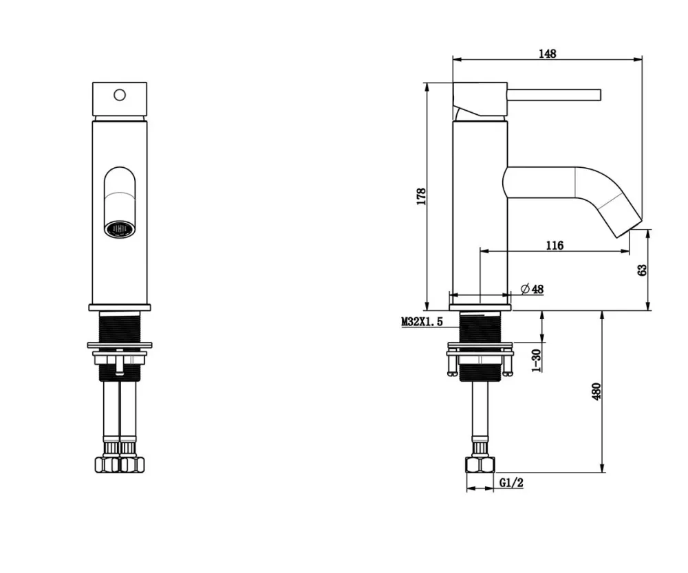 Смеситель для умывальника WEZER EKO1C-01 сатин Киев - изображение 4