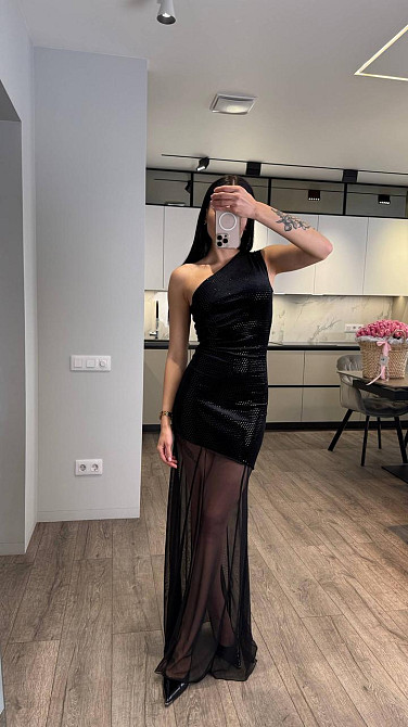 Жіноче елегантне святкове плаття максі з оксамиту з блискітками + сітка 44/46 Одеса - фото 3