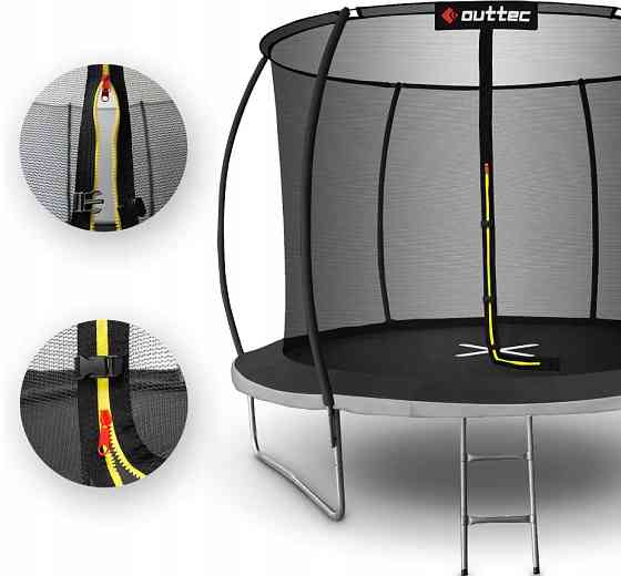 Батут OUTTEC Pumpkin с внутренней сеткой 12 футов 374 см черно-серый Киев