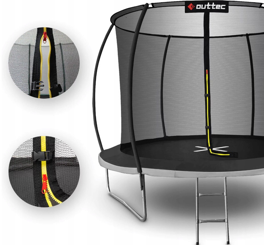 Батут OUTTEC Pumpkin с внутренней сеткой 12 футов 374 см черно-серый Киев - изображение 4