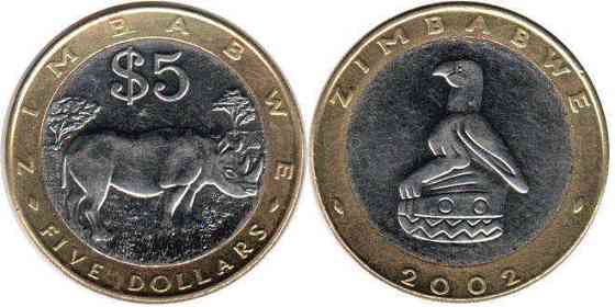 Zimbabweмбабі 5 Dollars 2002 UNC Полтава