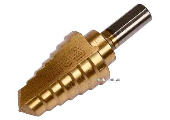 Свердло конічне ступінчасте титанове по металу YATO : Ø= 14-26 мм, HSS 4241, L= 70/40 мм [100] Одеса