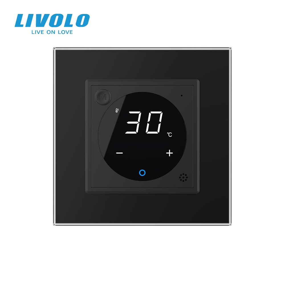 Терморегулятор (термостат) сенсорний програмований для теплої підлоги LIVOLO чорний, матова скляна рамка Коломия - фото 4