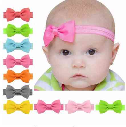 Дитяча бузкова повязочка на голову - розмір універсальний (на резинці), бант 8см Київ