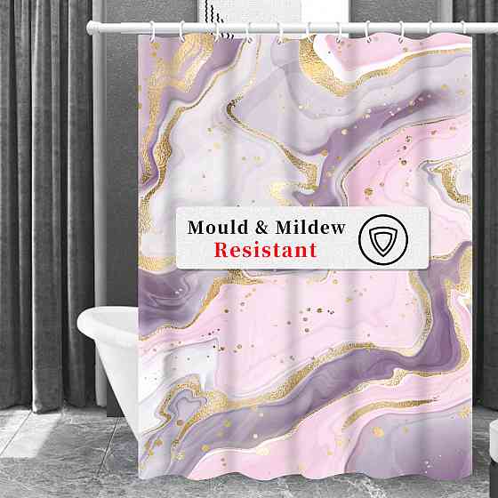 Шторка для ванни з поліестеру водонепроникна Bathlux 180x180 см з кільцями, фіранка для ванної кімнати Кам'янець-Подільський