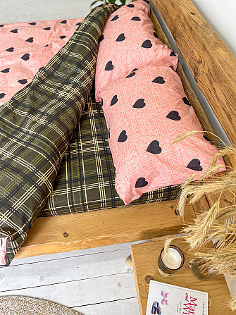 Комплект постільної білизни Ideal Textile бязь з принтом клітинка, серця полуторний (56860551) Чернівці - фото 7