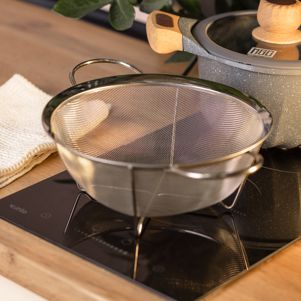 Дуршлаг с двумя ручками 25 см мелкоячеистая сетка из нержавеющей стали HP-19-2-25CM Киев - изображение 4