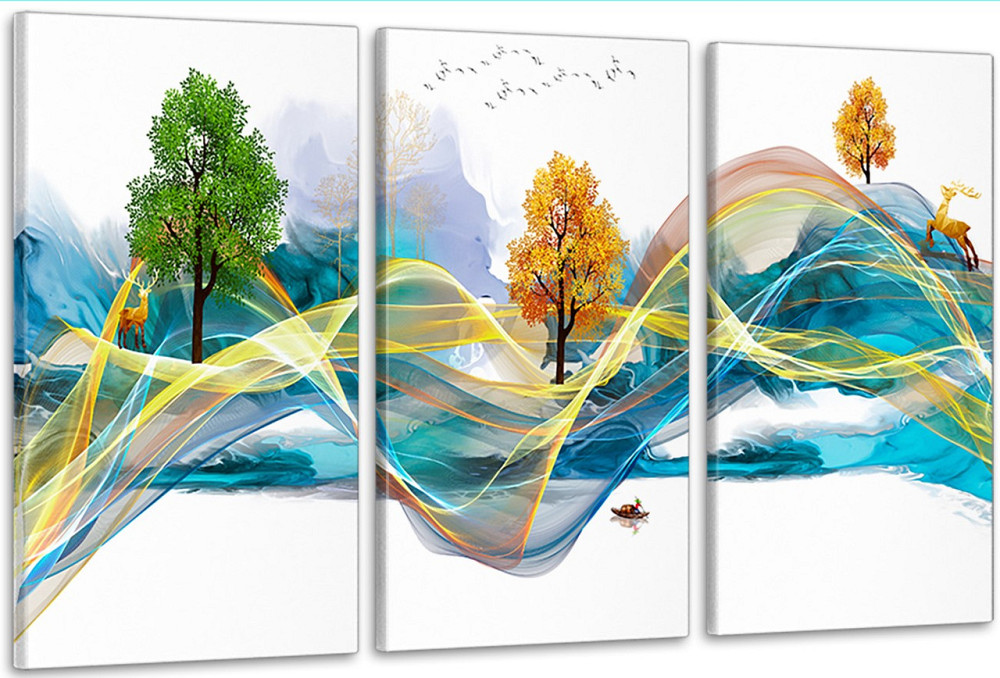 Модульна картина у вітальню/ спальню      Осінній ліс      ART-194_3A 100х150 см Київ - фото 1